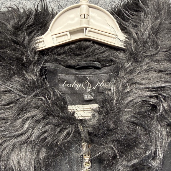 Vintage Baby Phat Jacket Women's XXL Black Suede Faux Fur Trim Lined Coat Y2K - Picture 3 of 13